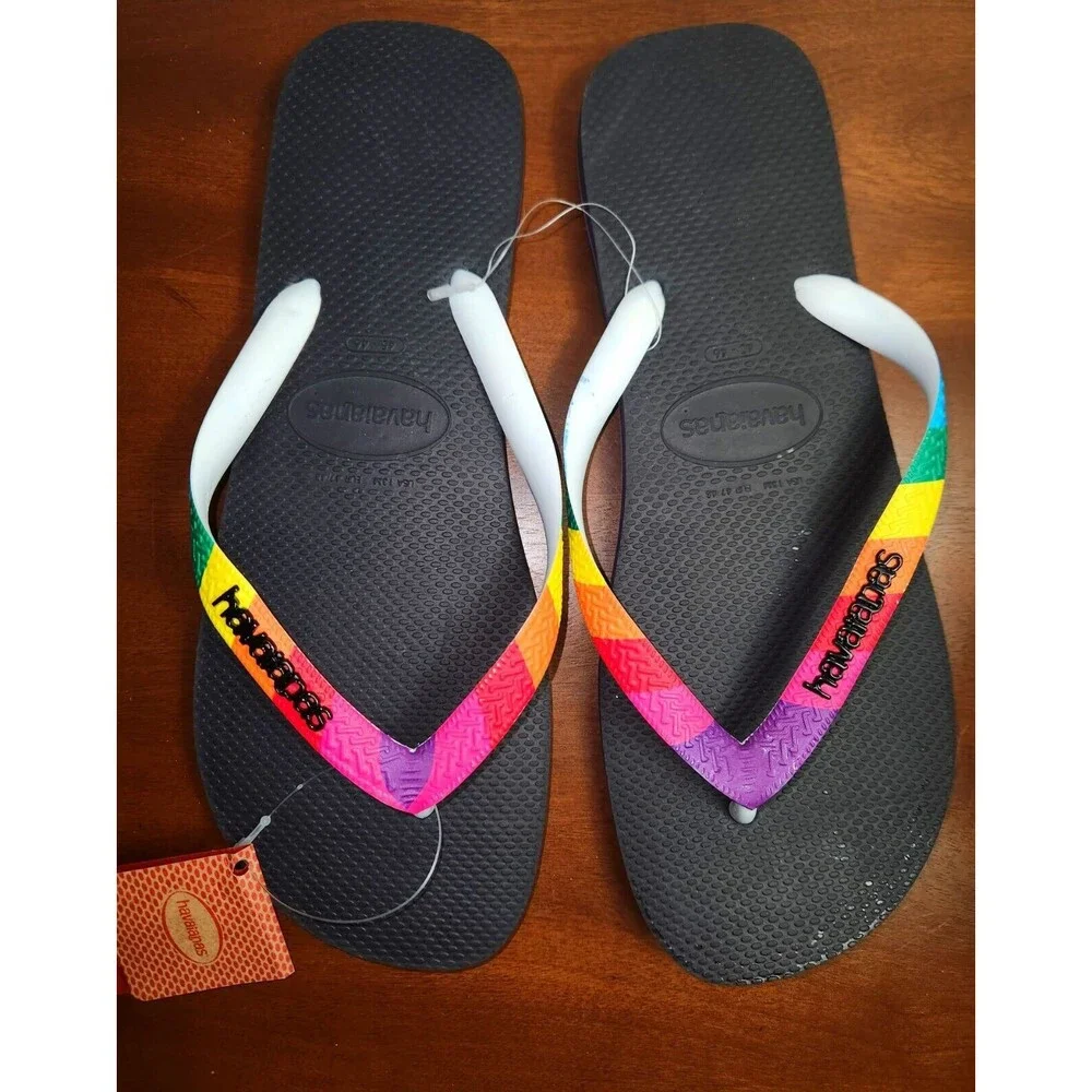 Havaianas Top Pride Rainbow Strap Thongs Sandals Unisex Mens Size 13 New W/Tags